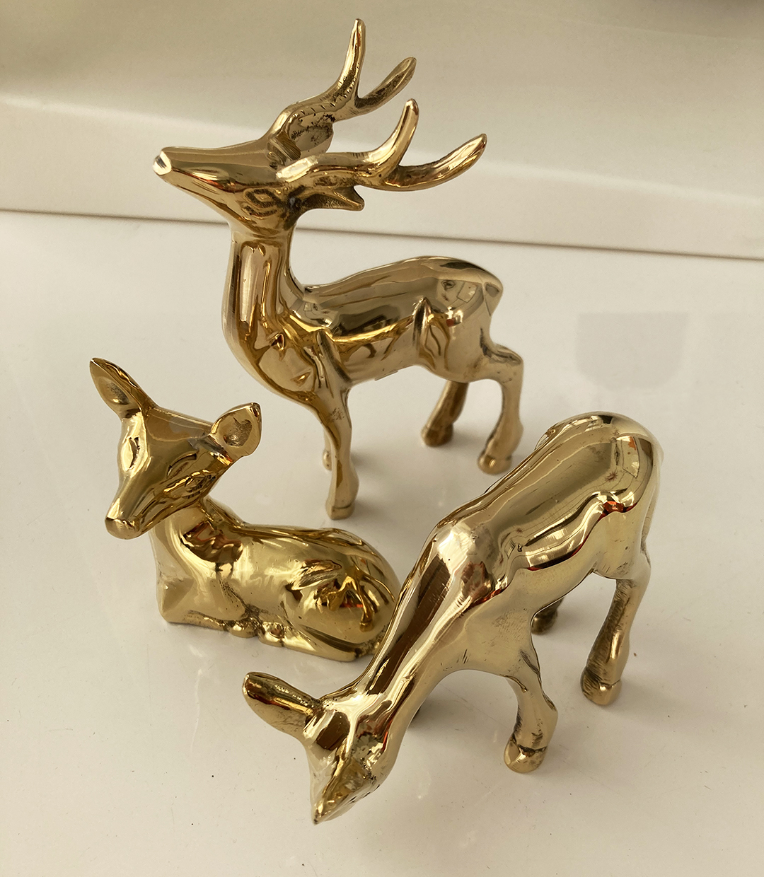 3Piece Brass (Standing/Resting/Grazing) Christmas Reindeer Figurine