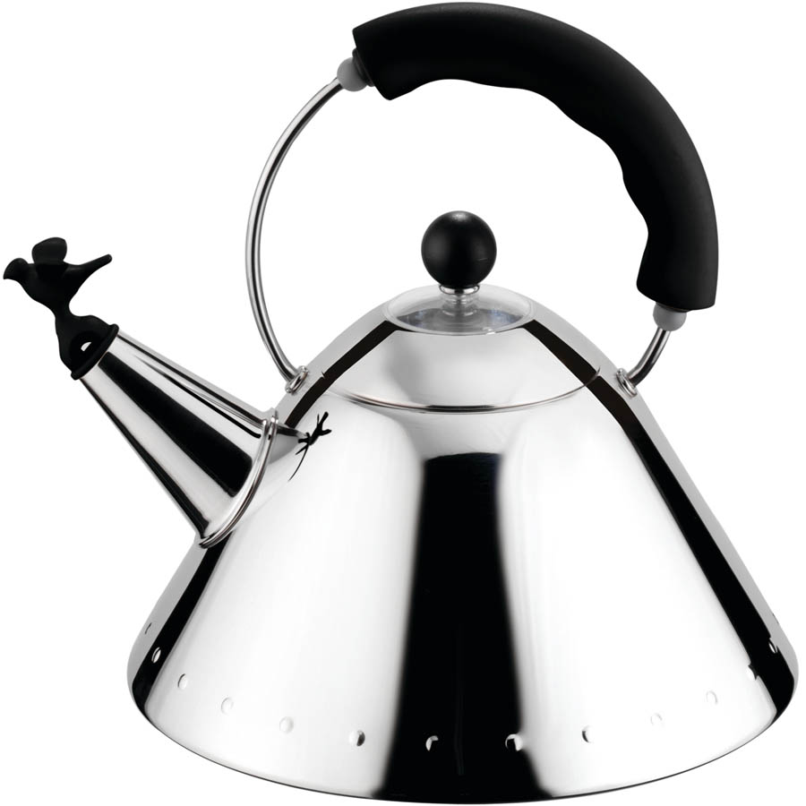 Alessi 9093B Black Michael Graves Tea Kettle w. Bird Whistle