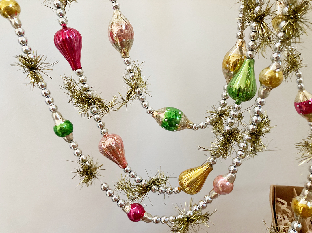 Modern Christmas Colorful Glass Ball Garlands Set of 3