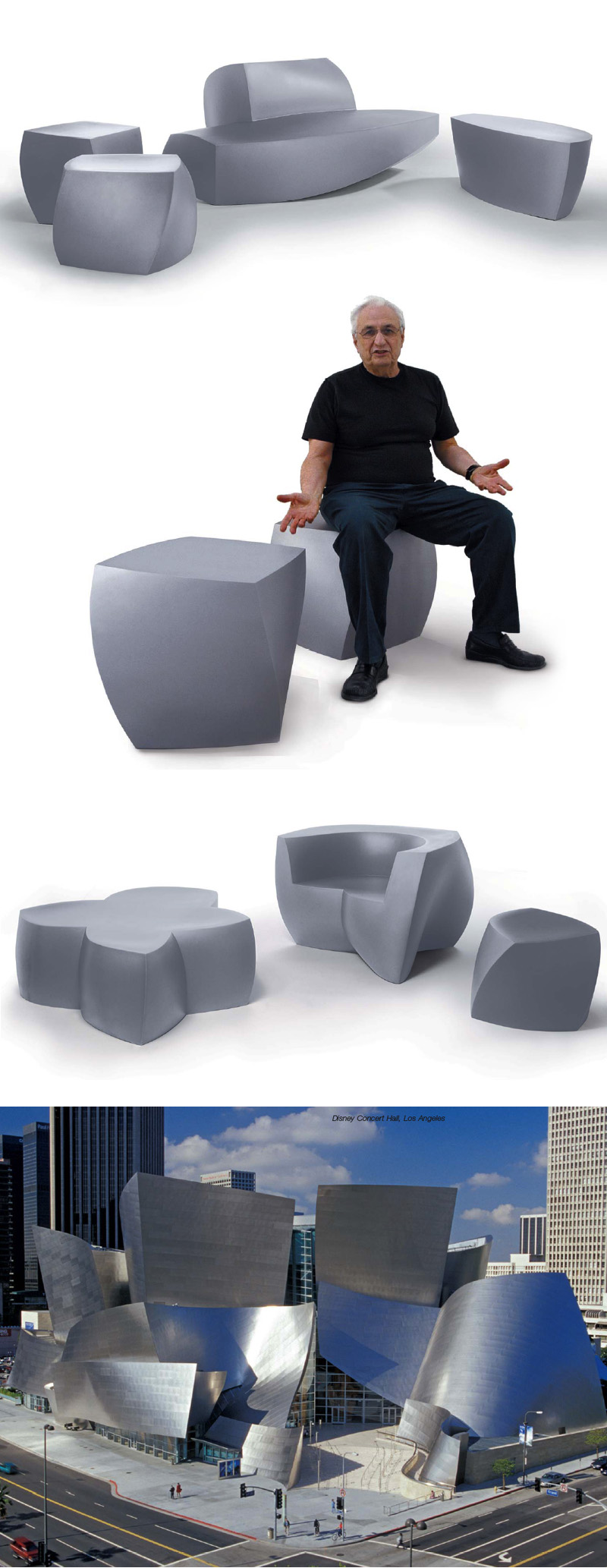 Frank Gehry Original Heller Modern Outdoor Sofa, Silver NOVA68 Modern
