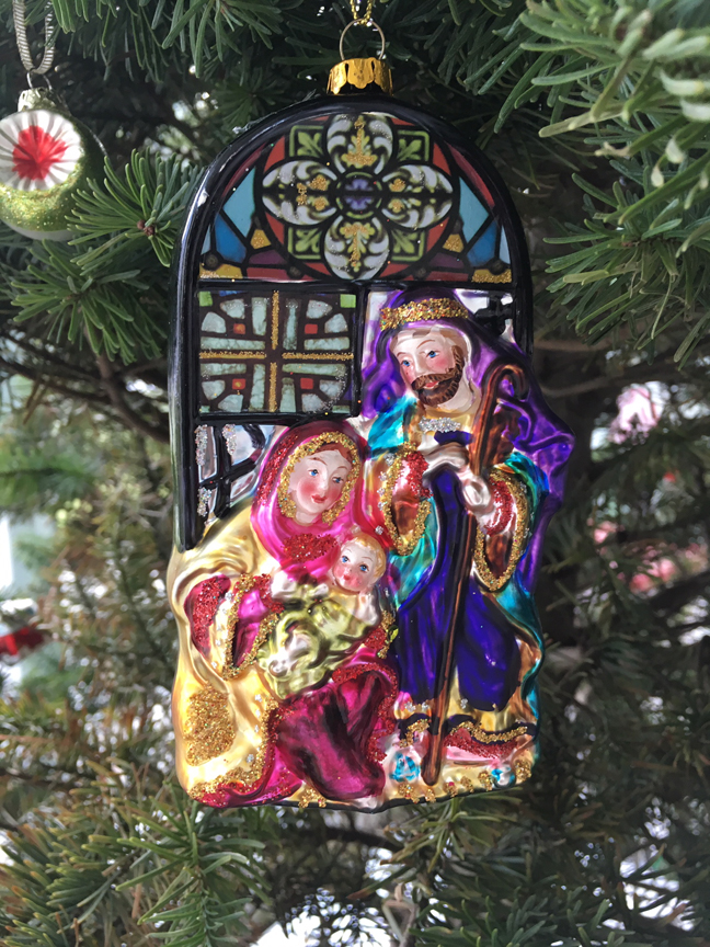 Christmas Tree Ornaments Nativity Window