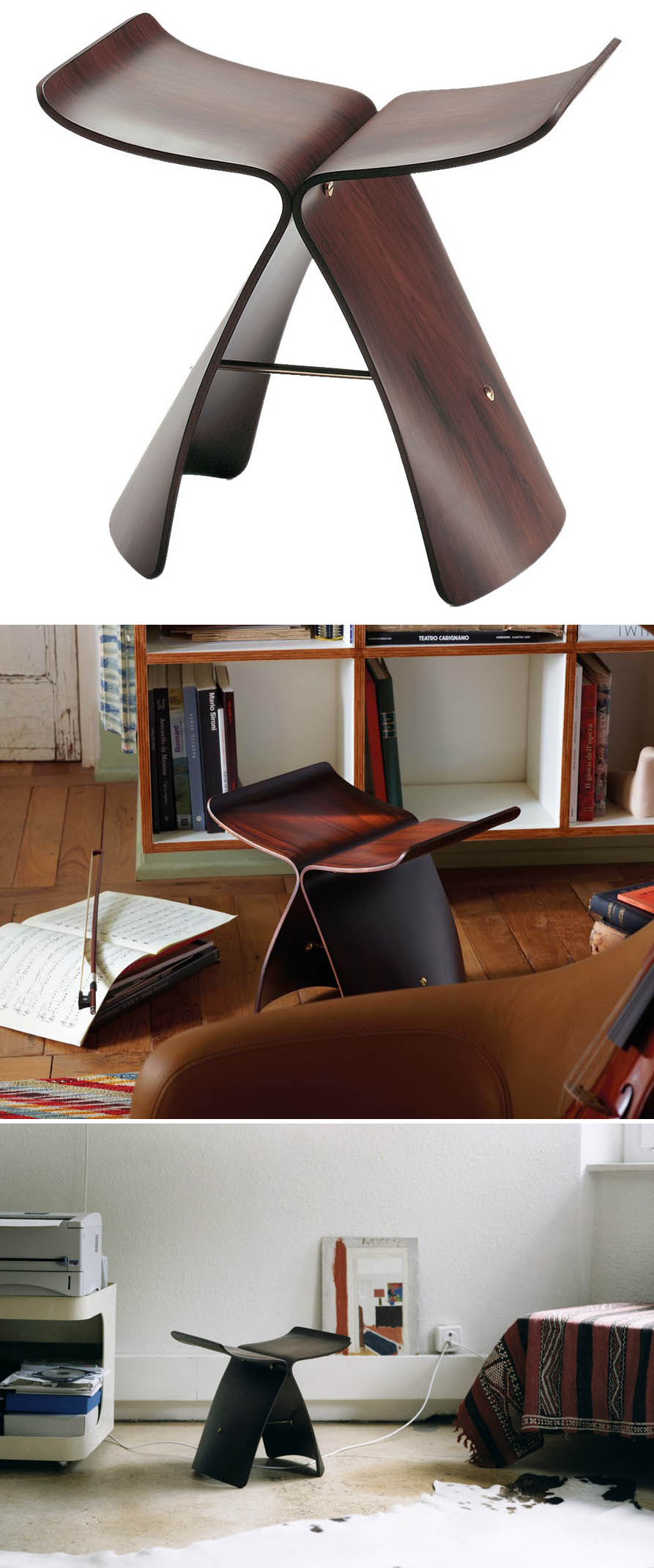 Sori Yanagi Butterfly Rosewood Vitra Butterfly Stools