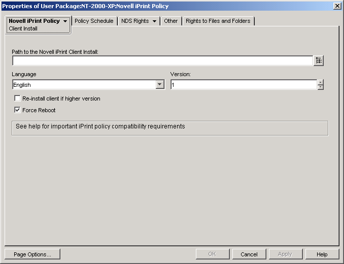 Novell Documentation ZENworks 6.5 Novell iPrint Policy (User and