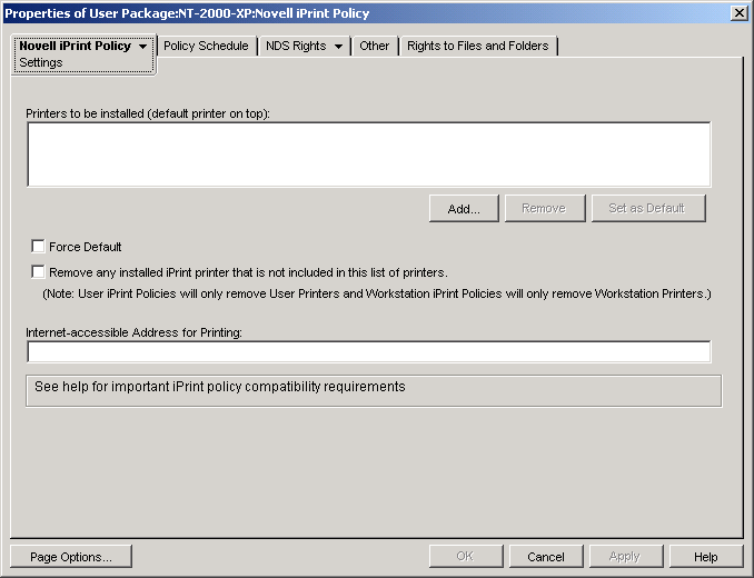 Novell Documentation ZENworks 6.5 Novell iPrint Policy (User and