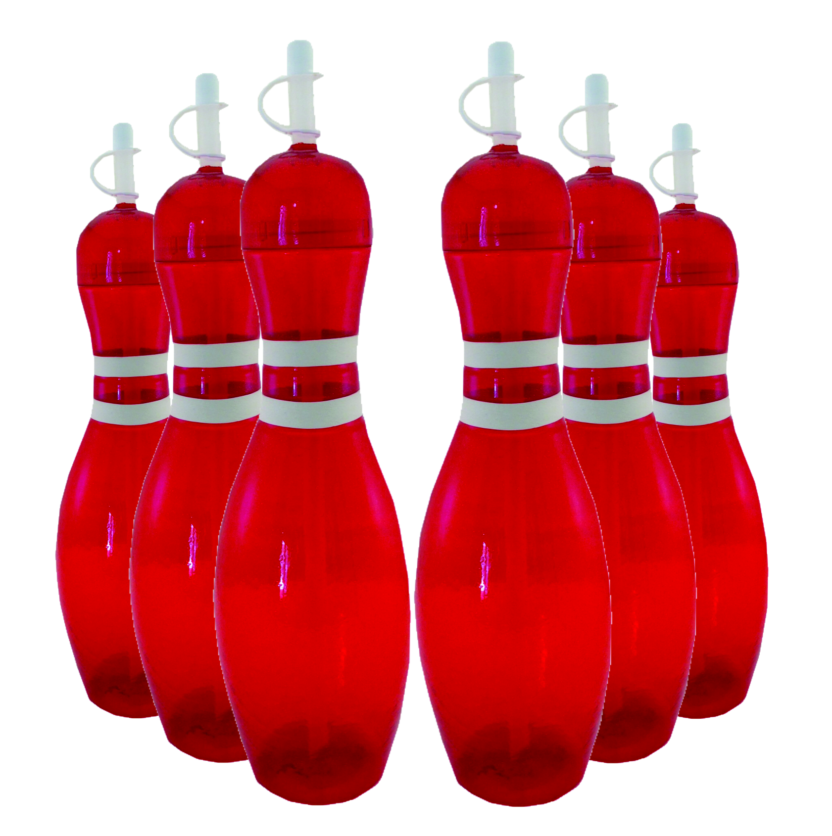 Large Bowling Pin Water Bottles 6 pack Red Sierra Novelty Bowling Stuff