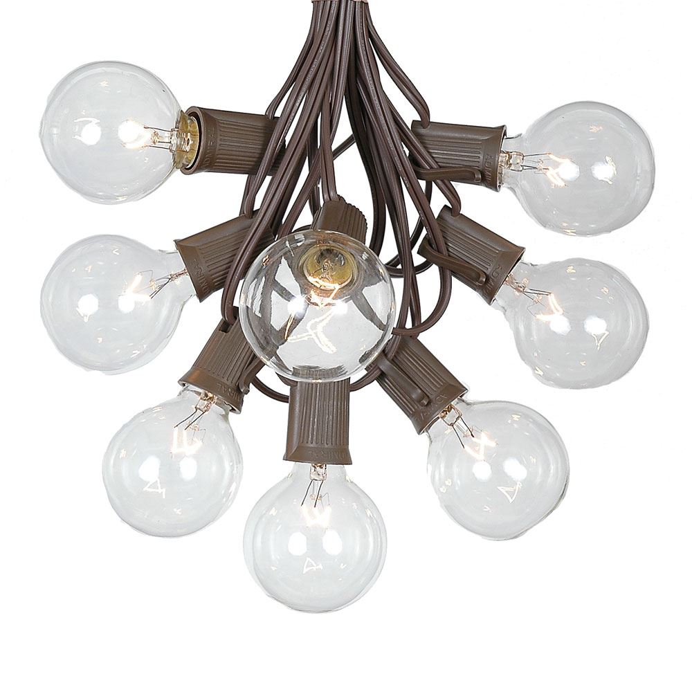 100 Clear G50 Globe String Light Set on Brown Wire Novelty Lights Inc