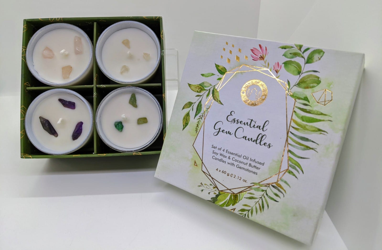 Song of India Essential Gem Candles in Gift Box Set of 4 Novimex