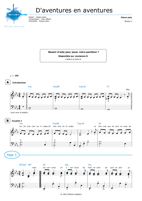Piano sheet music Wings (Birdy) Noviscore sheets