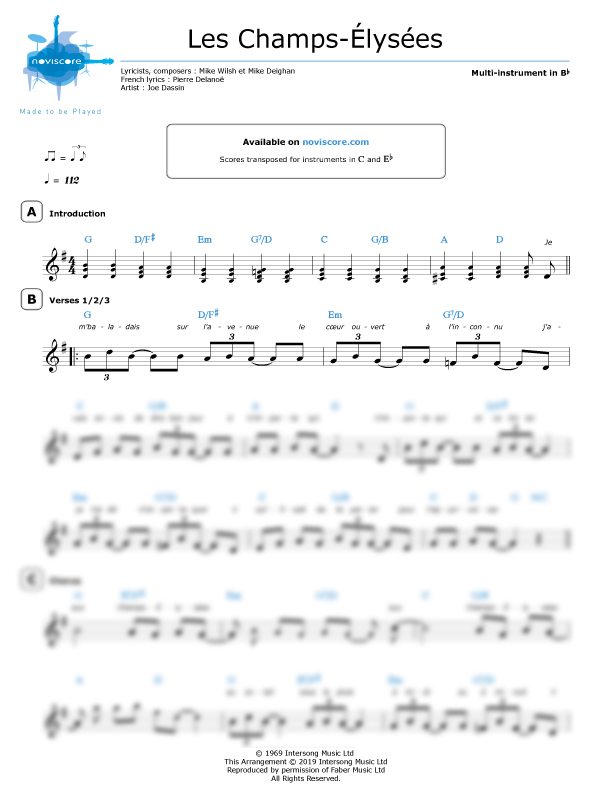 Other sheet music Les Champs Élysées (Joe Dassin) easy sheet music