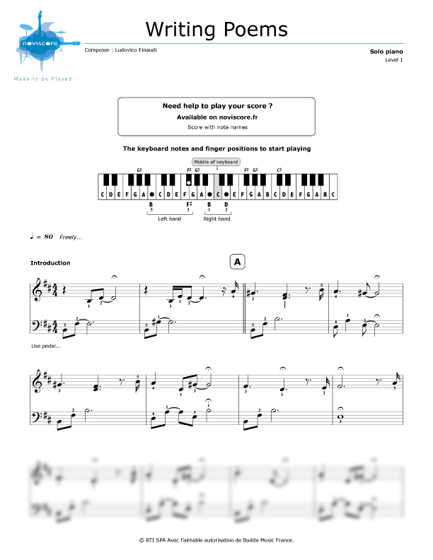 Klaviernoten Writing Poems (Ludovico Einaudi) Noviscore Noten