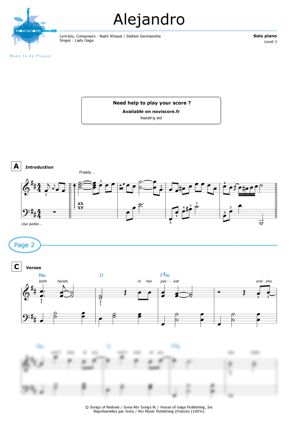 Partition Une belle histoire (Michel Fugain) partition facile