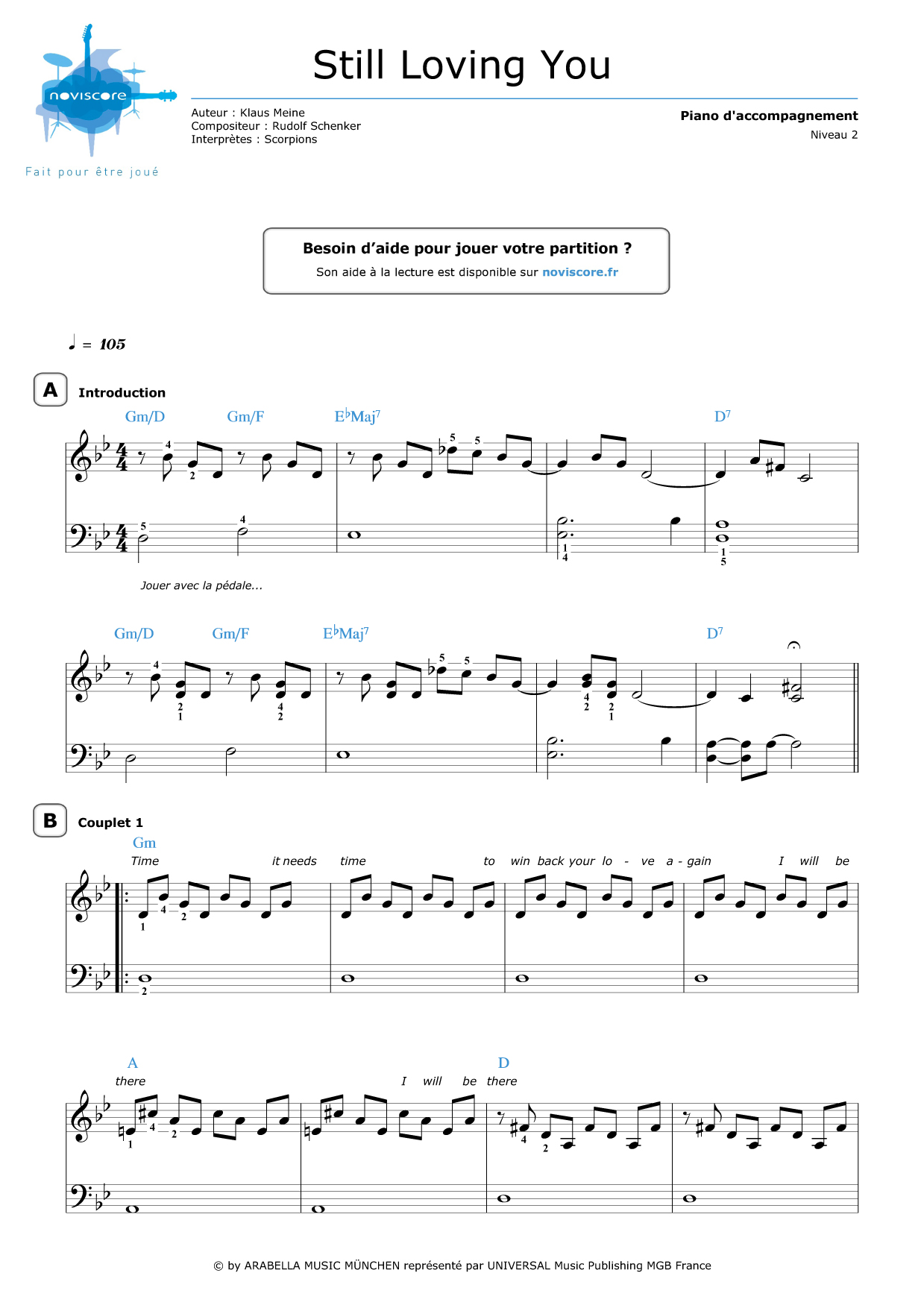 Partition piano i still loving you