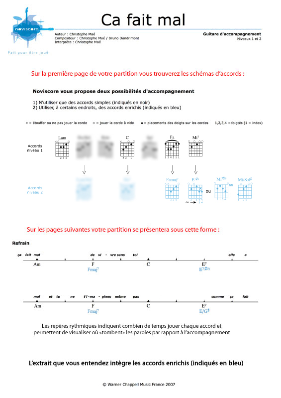 Partition guitare christophe mae ca fait mal