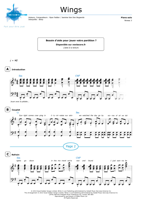 Partition piano wings birdy