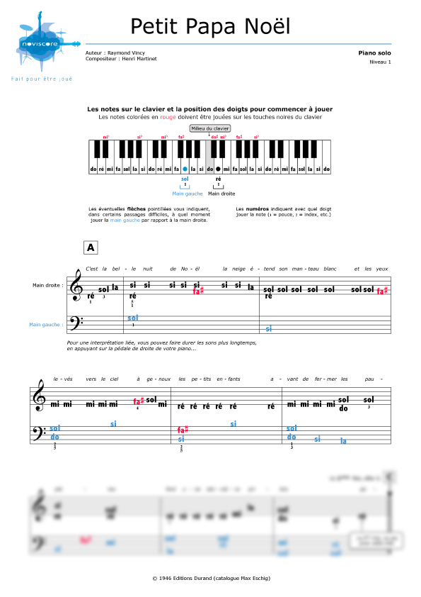 Partition piano Petit Papa Noël (Chanson de Noël) Partitions Noviscore