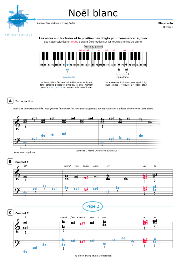 Partition piano chanson noel