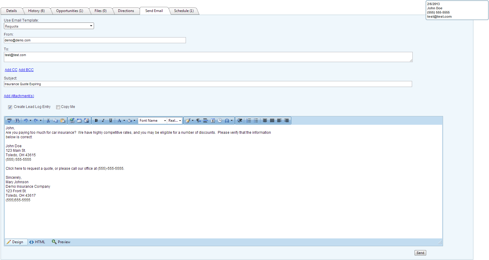 Email Insurance Leads at Insurance