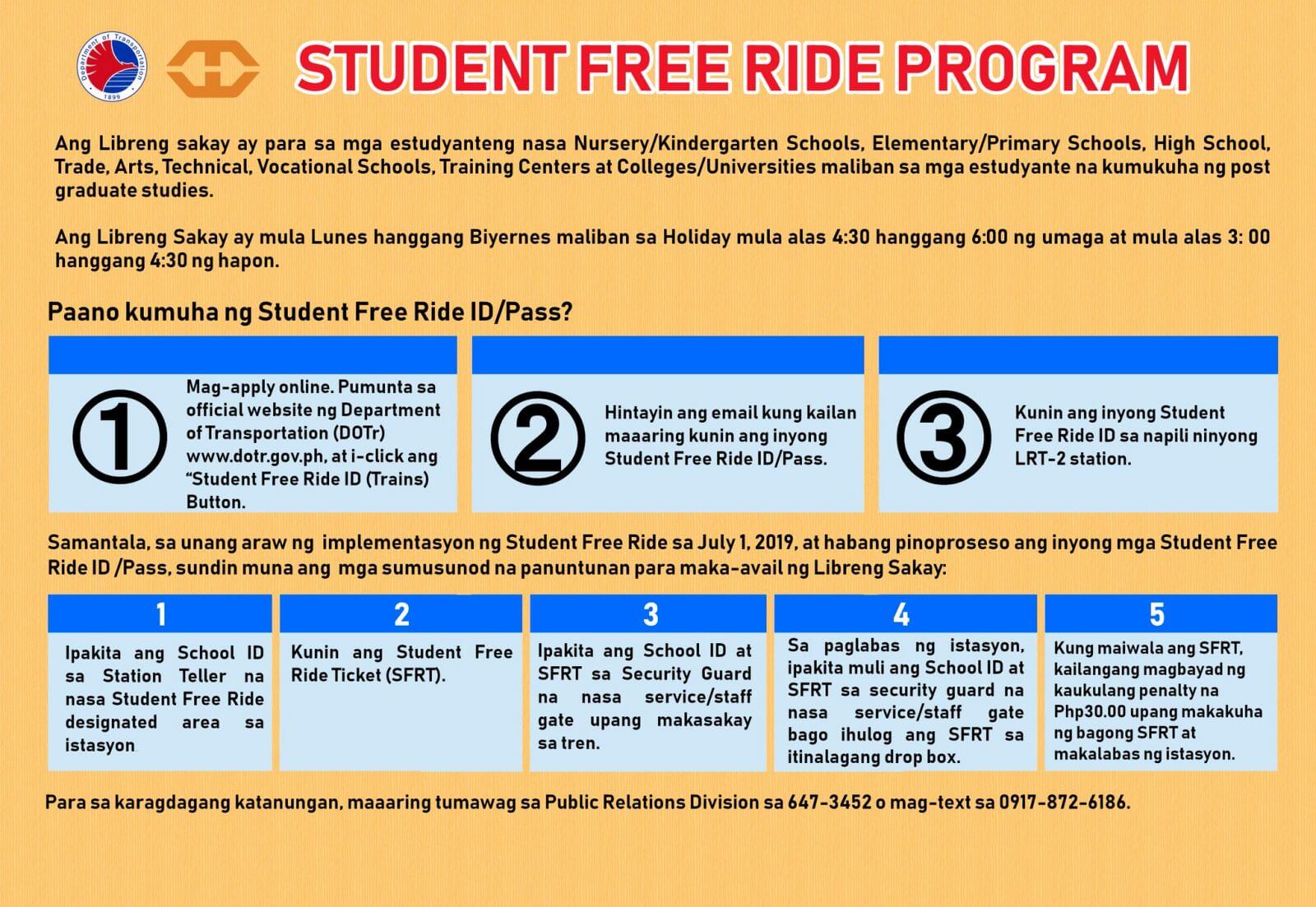 How to avail DOTr’s student free ride for MRT3, LRT2, and PNR