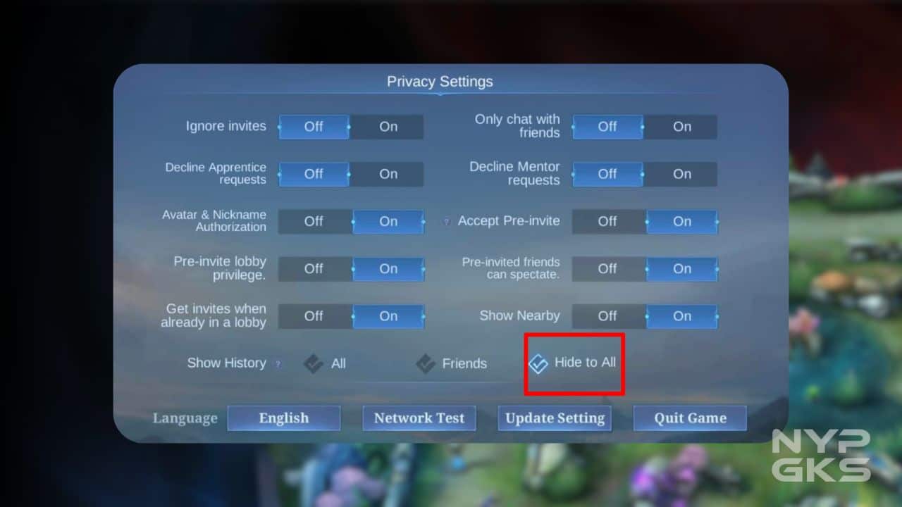 How to hide Mobile Legends match history | NoypiGeeks