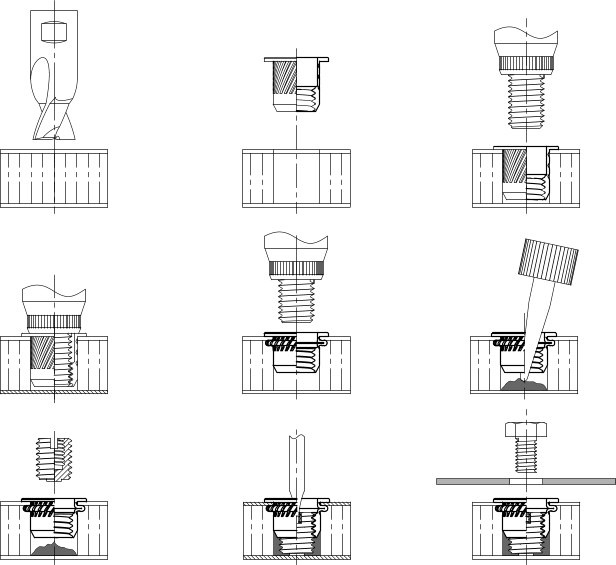 DeformNut threaded insert system for sandwich panels