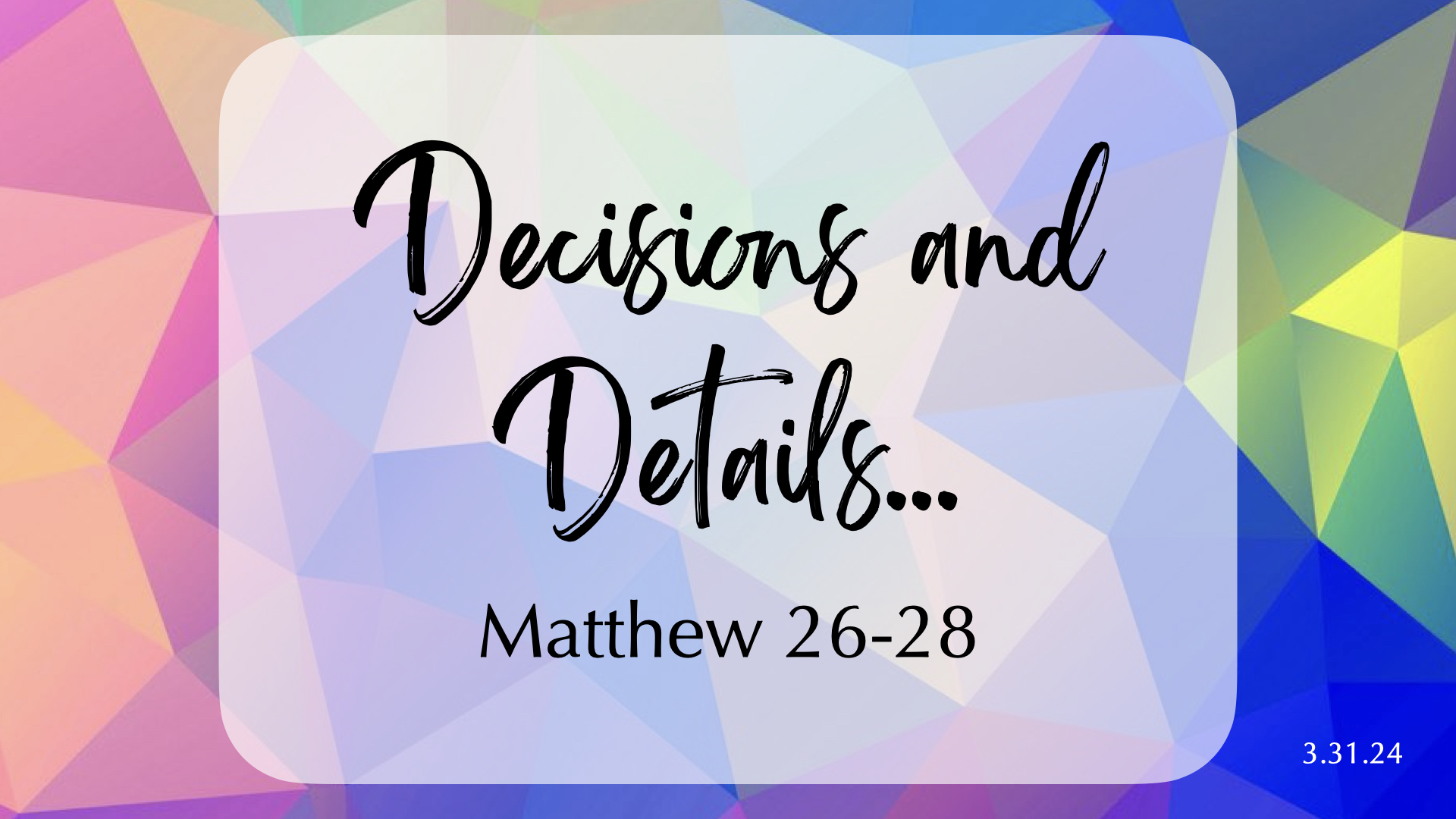 Decisions & Details Nortonville Pleasant Grove Christian Church