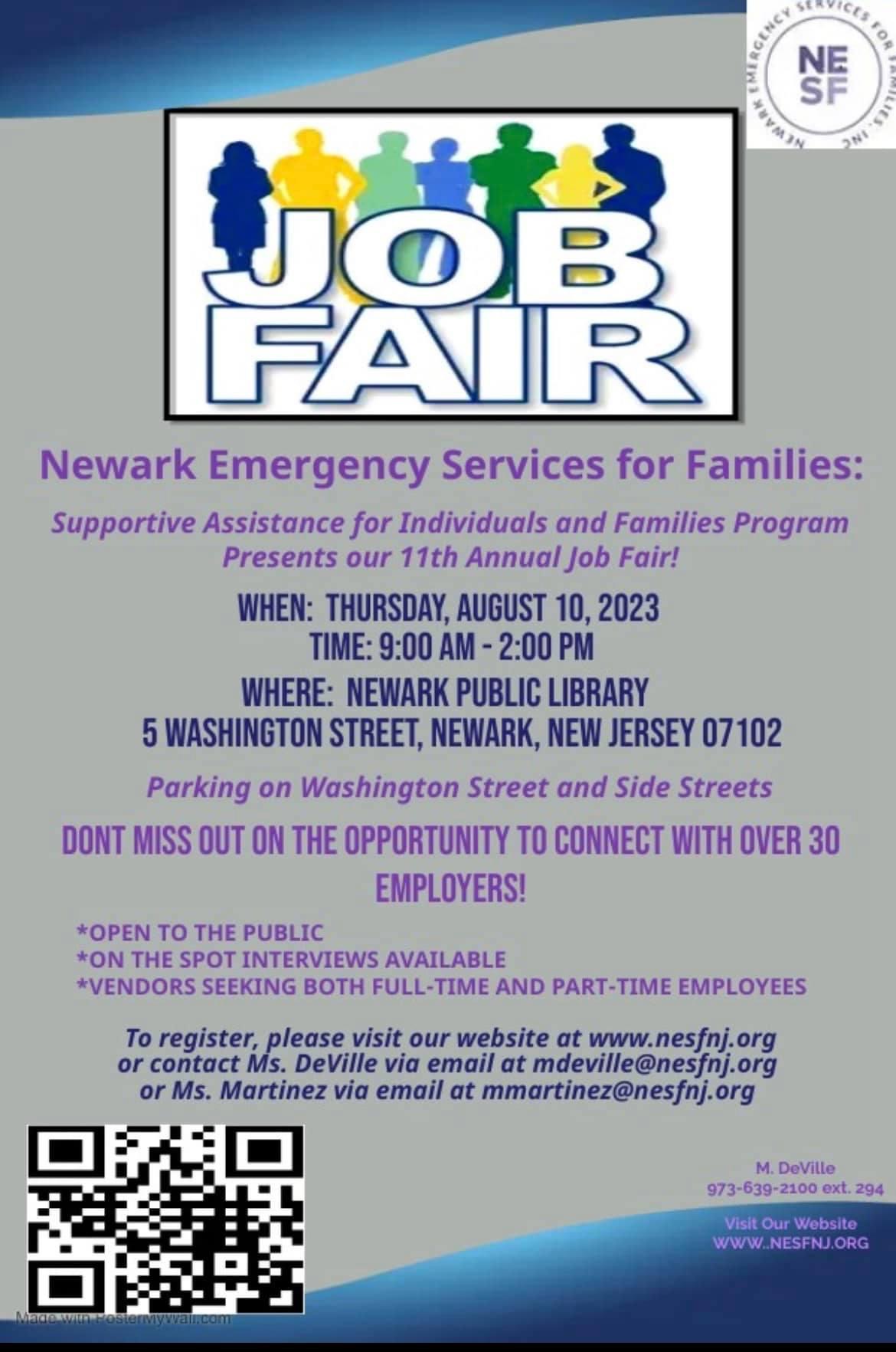 N.E.S.F. 11th Annual Job Fair! Newark Public Library