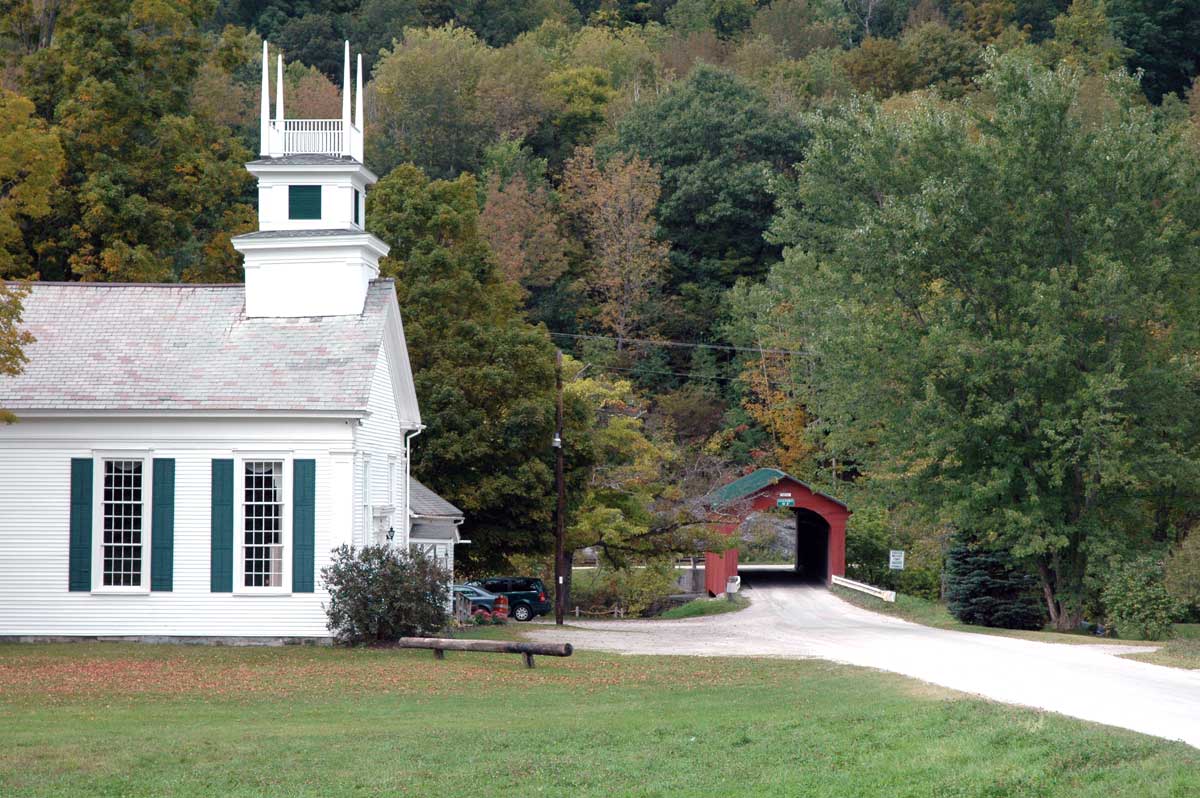 2009 photo of the old covered bridge located down the street from