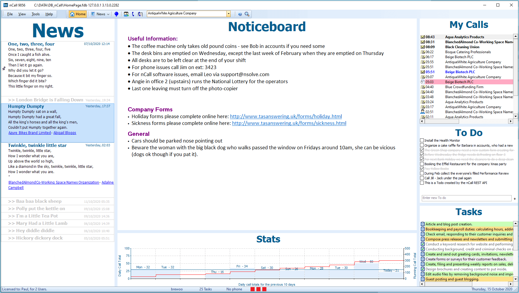 nCall telephone answering software nSolve Answering Software