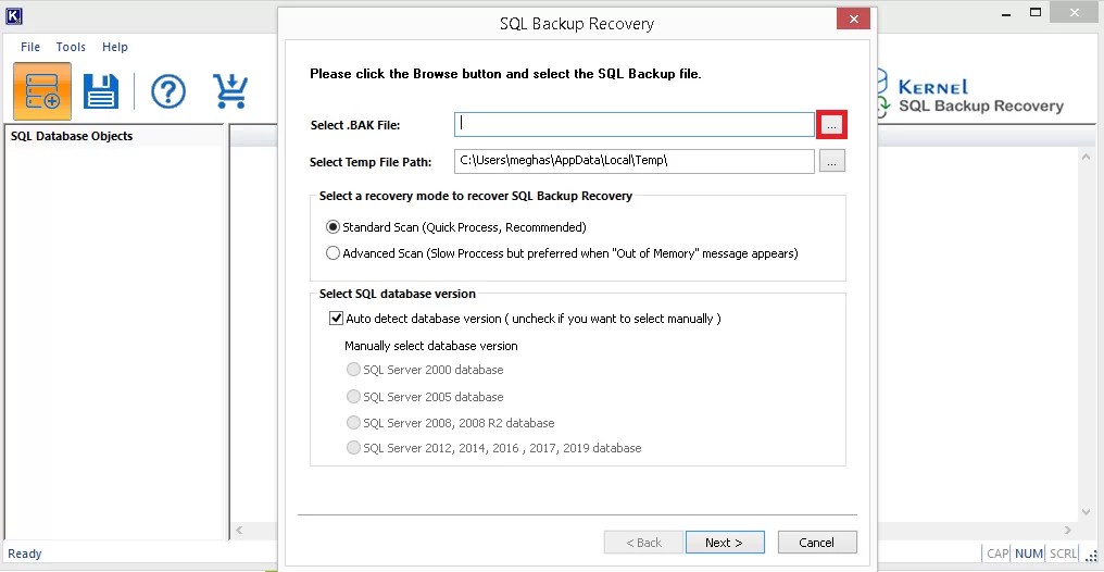 Ways to open and view MS SQL BAK files