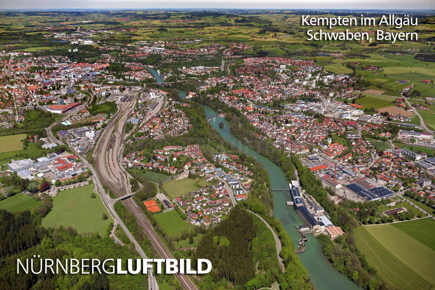 Kempten im Allgäu, Schwaben, Bayern, Luftaufnahme