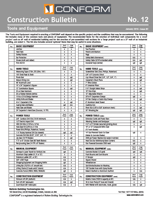CONFORM® Bulletins Nuform Building Technologies Inc.