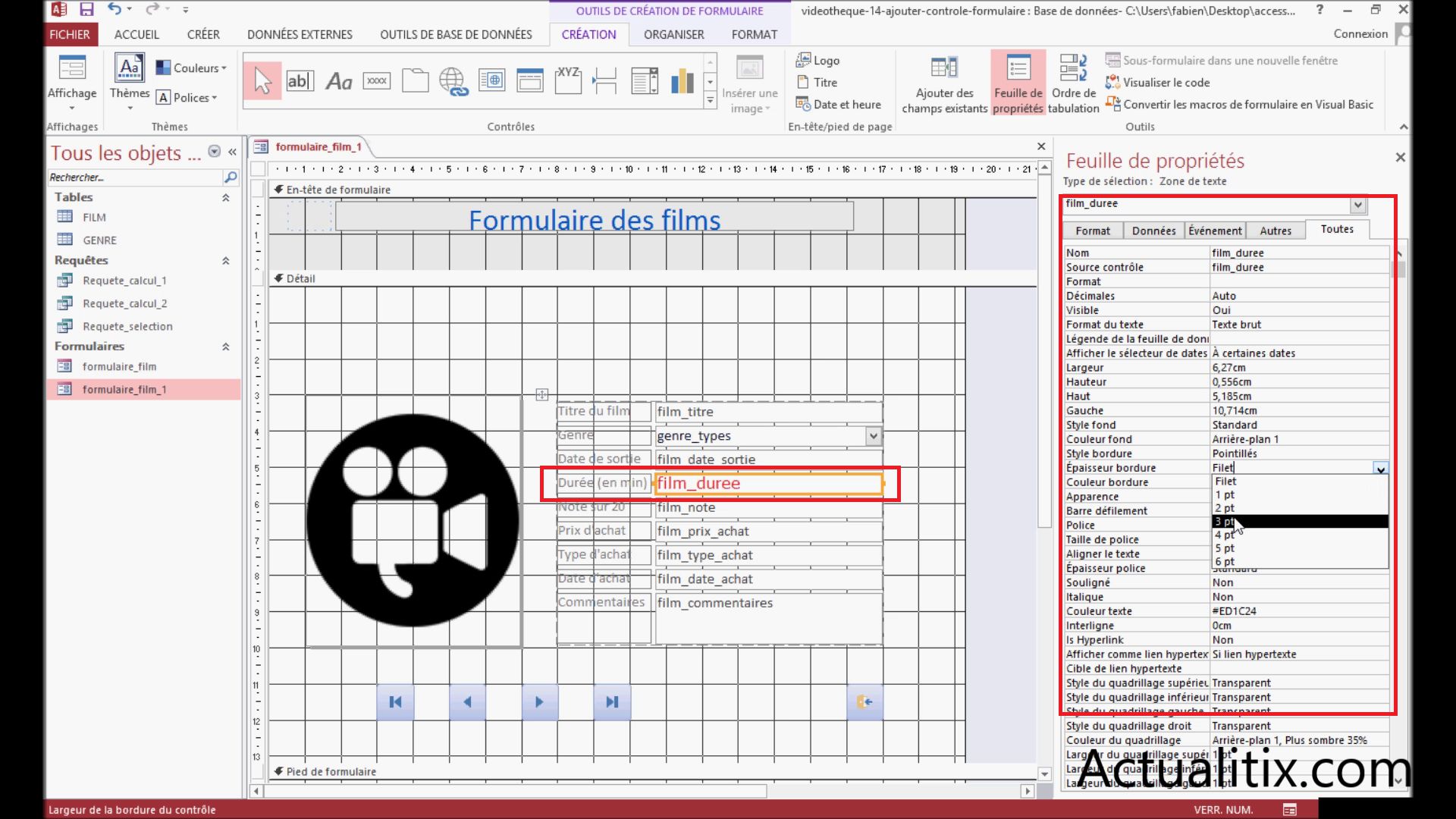 Modifier l'apparence d'un formulaire Access Cours nÂ°14