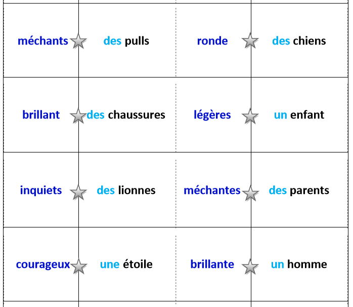 Dominos des accords déterminantnom et adjectif