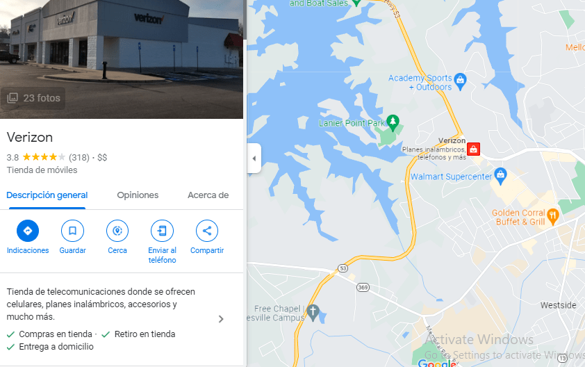 Teléfono Verizon Gainesville GA Stores Servicio al Cliente
