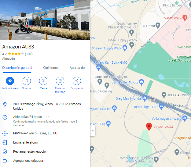 Amazon Waco TX Teléfono, Fulfillment Center, Amazon Flex