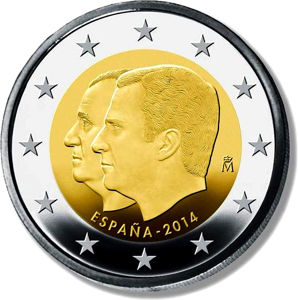 Moneda de 2 euros conmemorativa Juan Carlos I y Felipe VI Numismatica