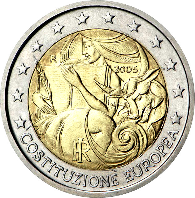 Segunda moneda de 2 euros conmemorativa de Italia Numismatica Visual