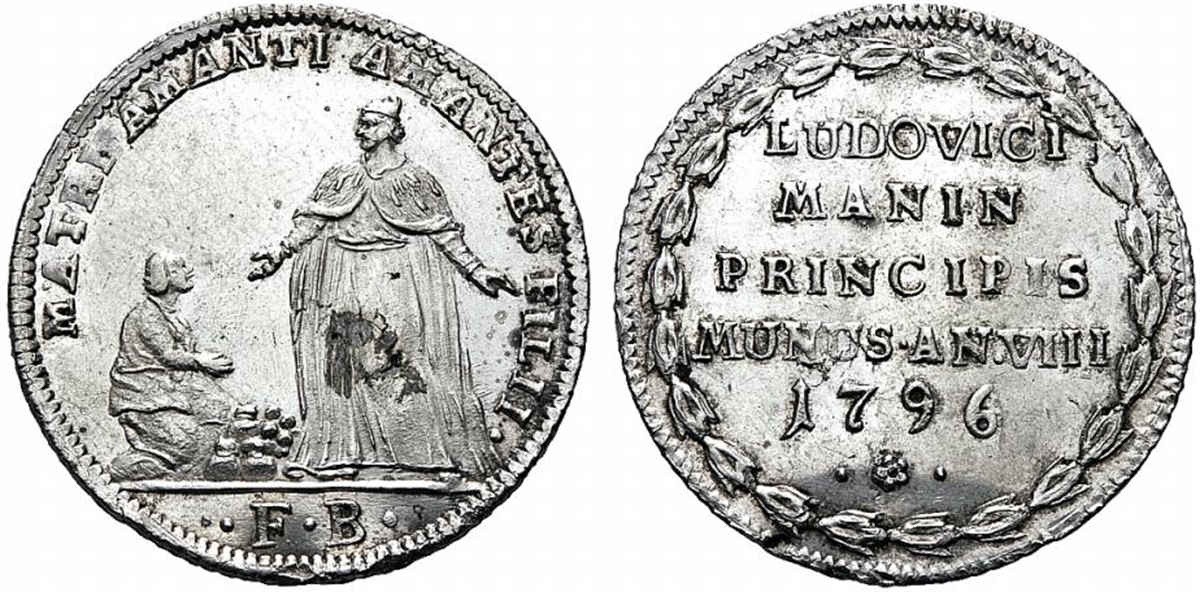 VENEZIA Ludovico Manin Doge CXX, 17891797. Osella anno VIII, 1796.