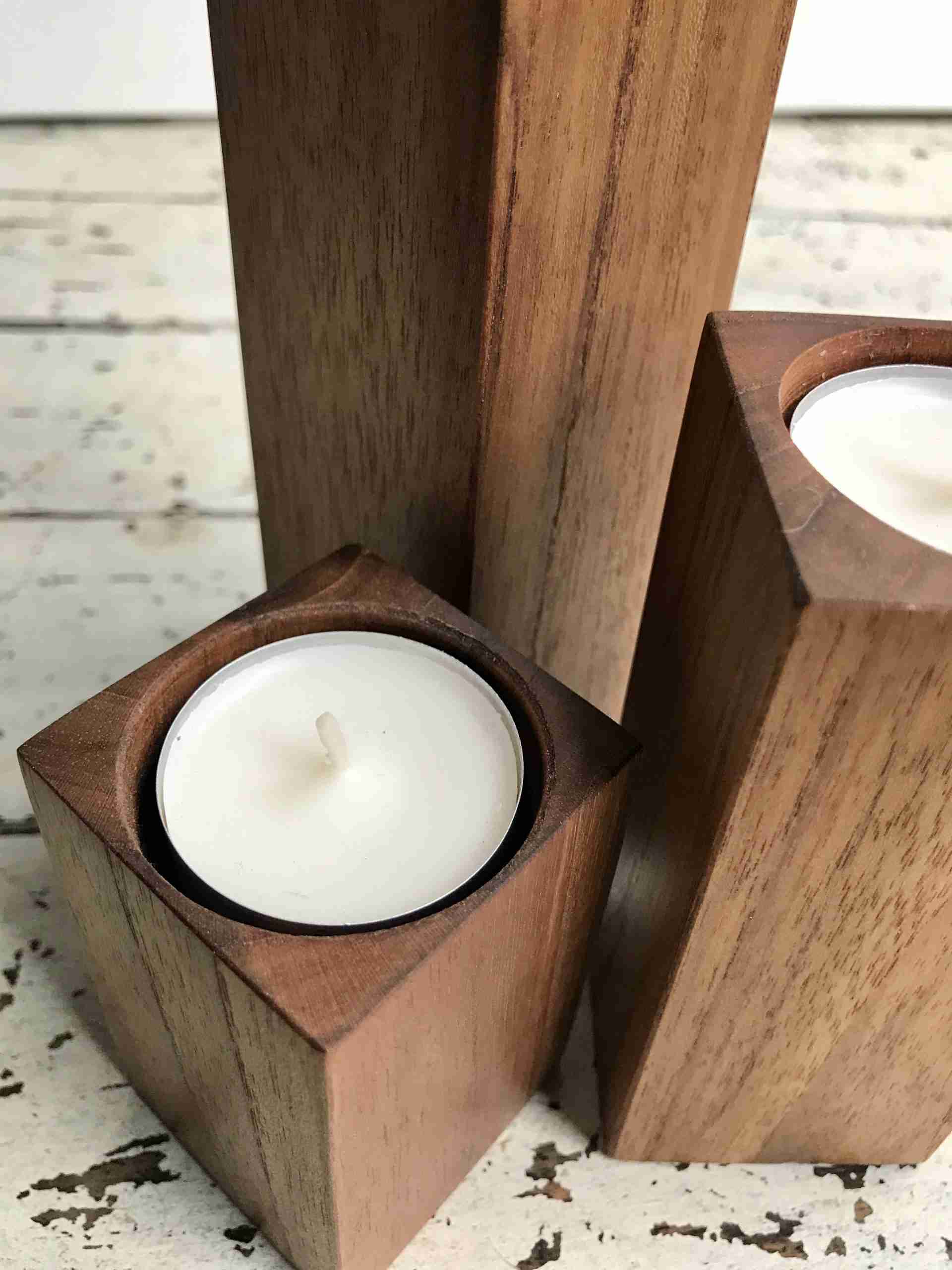 Tea Light Holders set of 3 reclaimed Burmese teak tea light holders