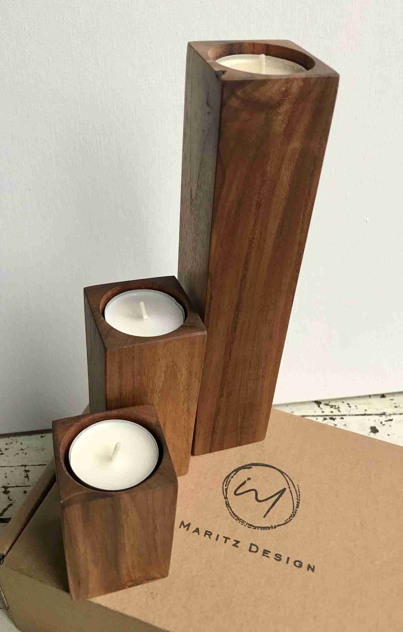 Tea Light Holders set of 3 reclaimed Burmese teak tea light holders