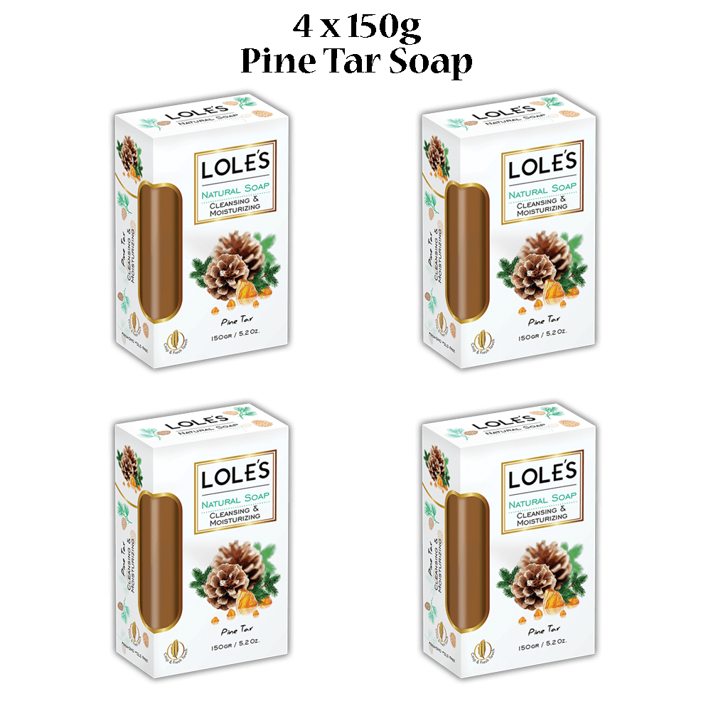 Pine Tar Soaps 4x150g Face Body Hair & Shampoo Bar Manage Eczema Psoriasis and Acne