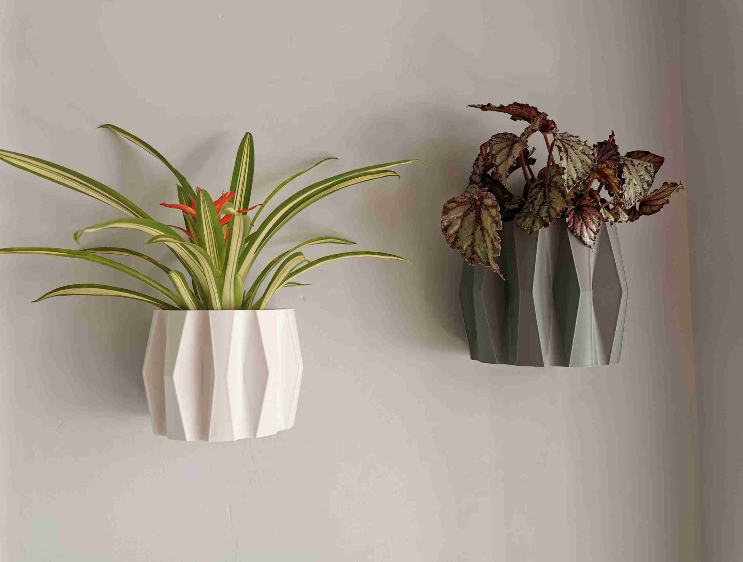 Indoor Wall Planter Faceted Geometric Design, Wall Hanging Vertical