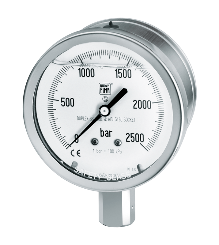 Safety pressure gauges ”solidfront“ all stainless steel construction