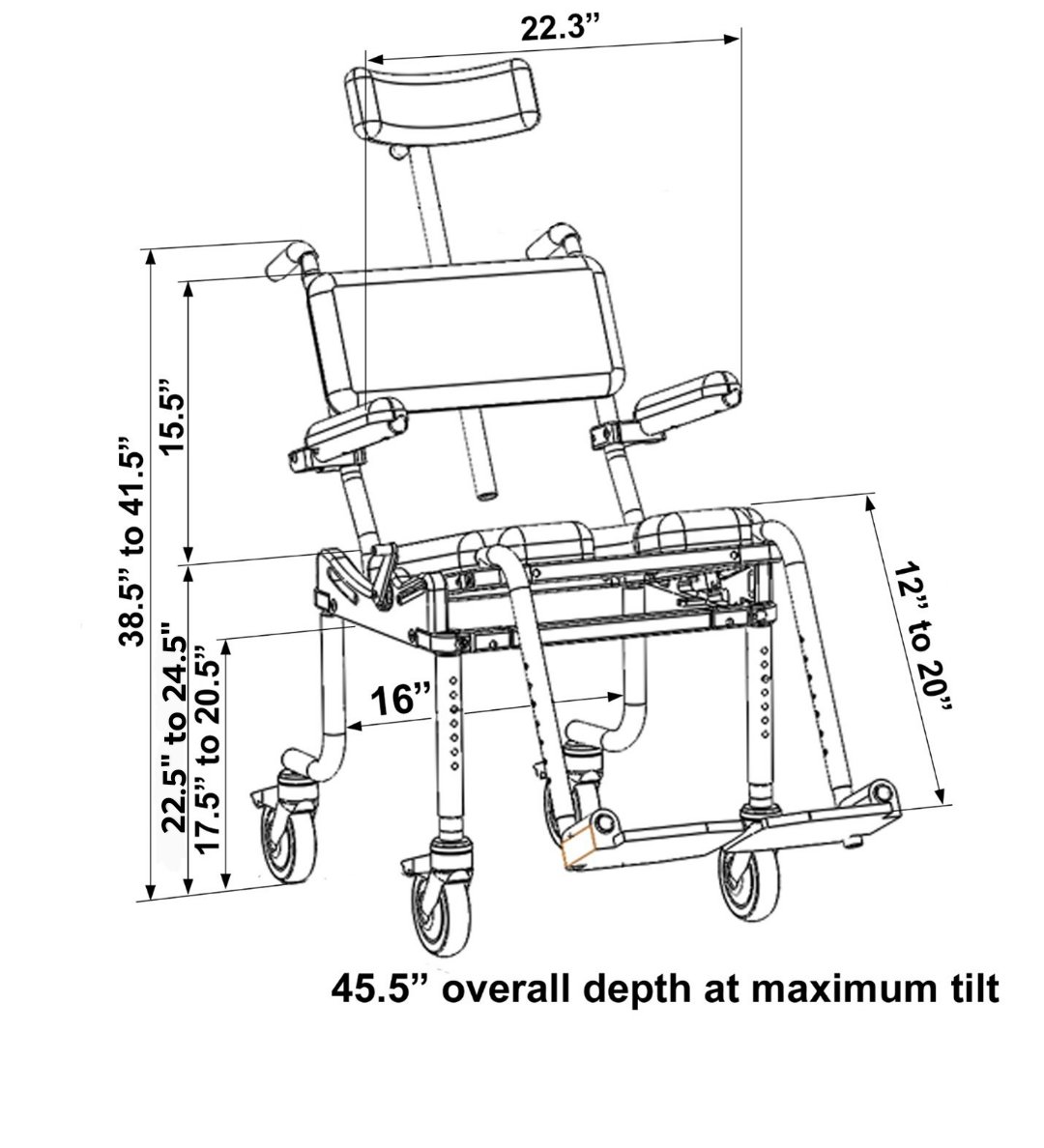 MC4000Tilt Tiltinspace Shower Chair and Commode Chair