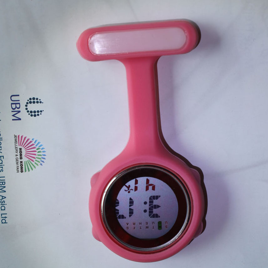 Unisex Digital Multi Function Silicone Nurses Fob Watch with Safety Pin