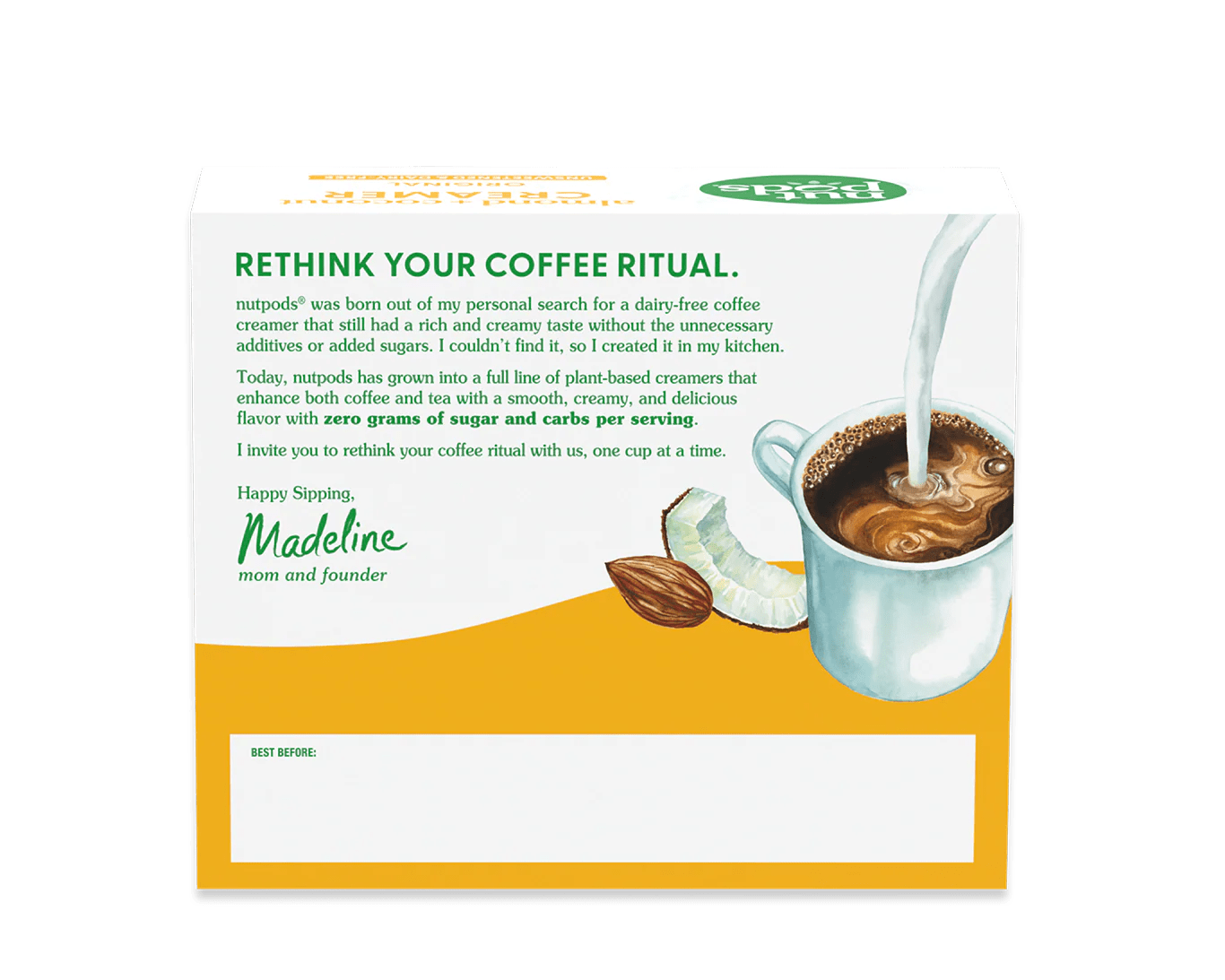 nutpods Original unsweetened dairy free coffee creamer Whole30 / Paleo