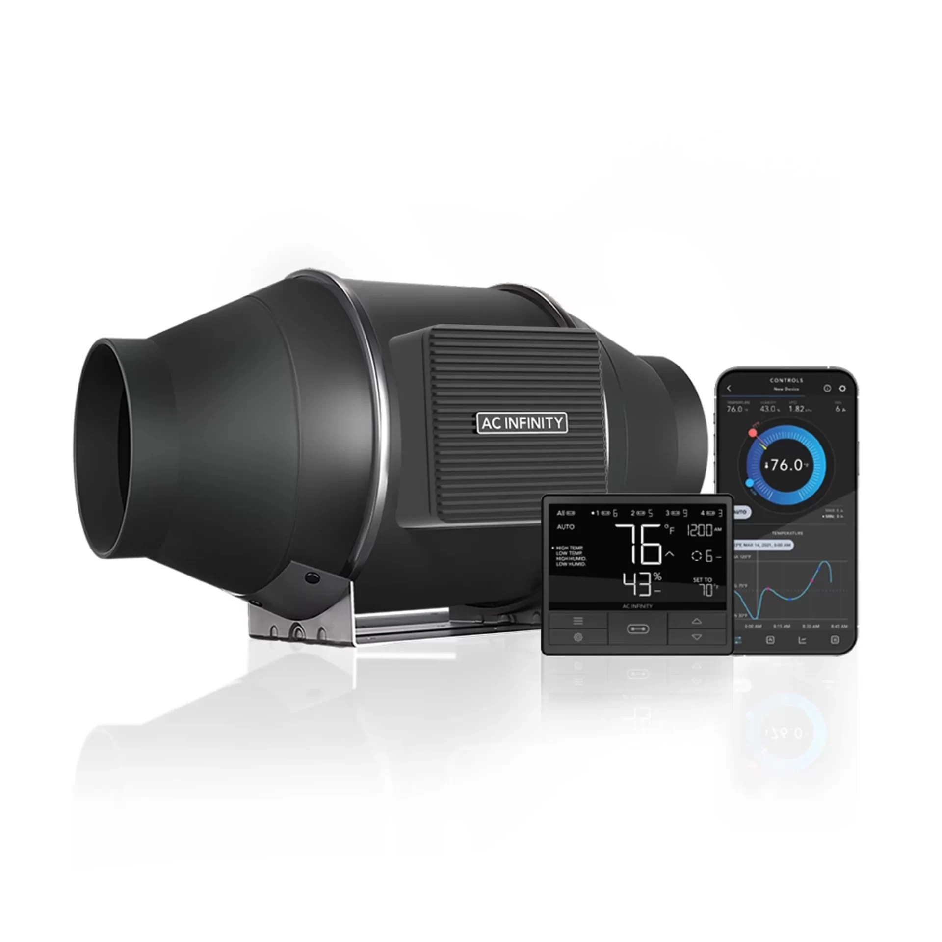 AC-Infinity Cloudline Pro T8, Quiet Inline Fan System + Temp/ Humidity