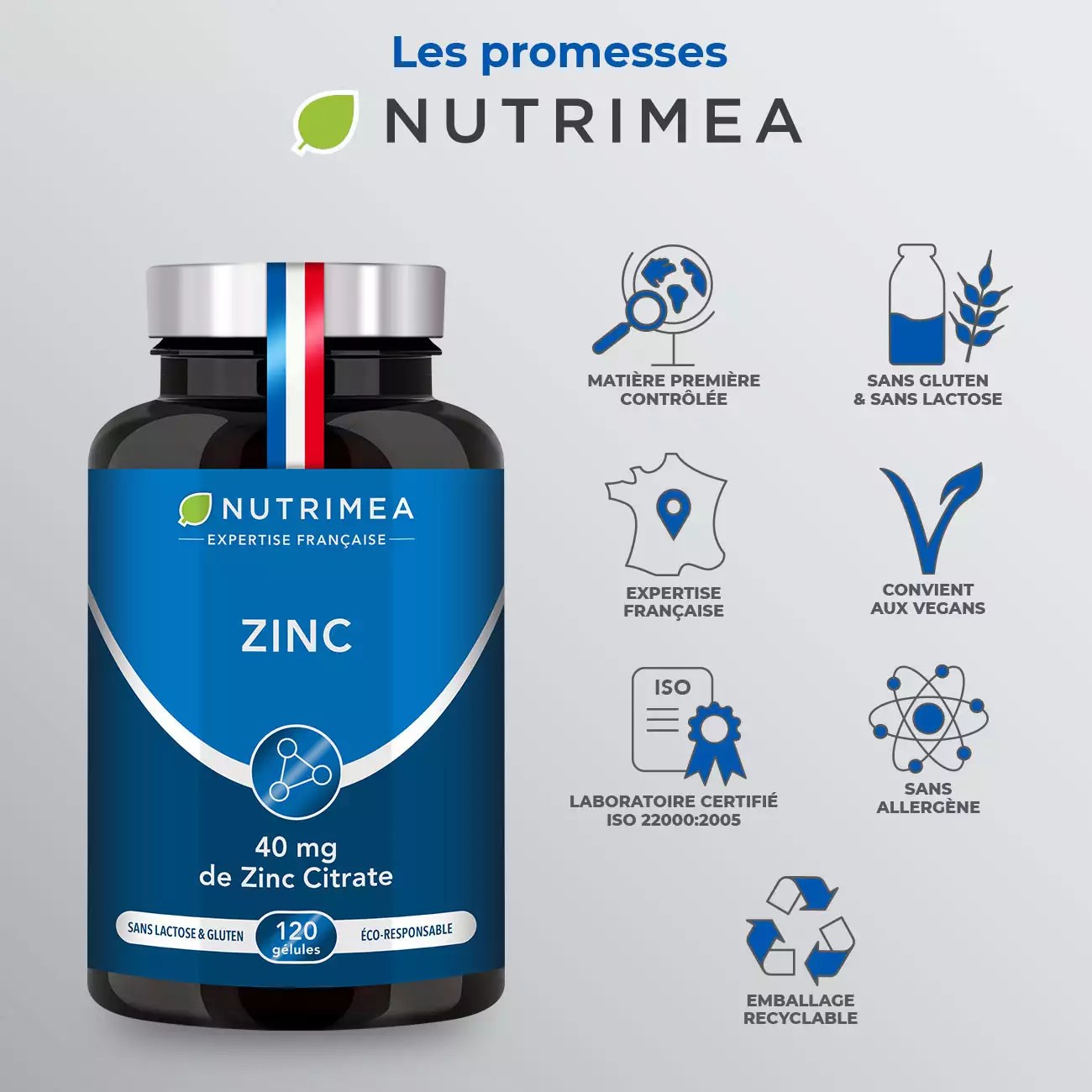 Citrate de zinc 12,5 Mg Complément alimentaire 120 gélules