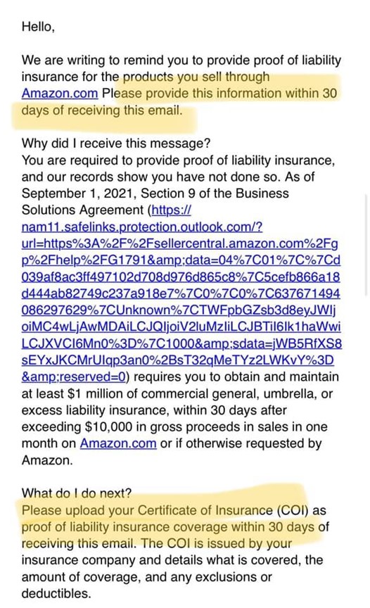 Amazon Seller Insurance Requirements for NonResident Sellers