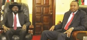 South Sudan's Salva Kiir meets Kenyan President Uhuru Kenyatta in Juba(Photo: file)
